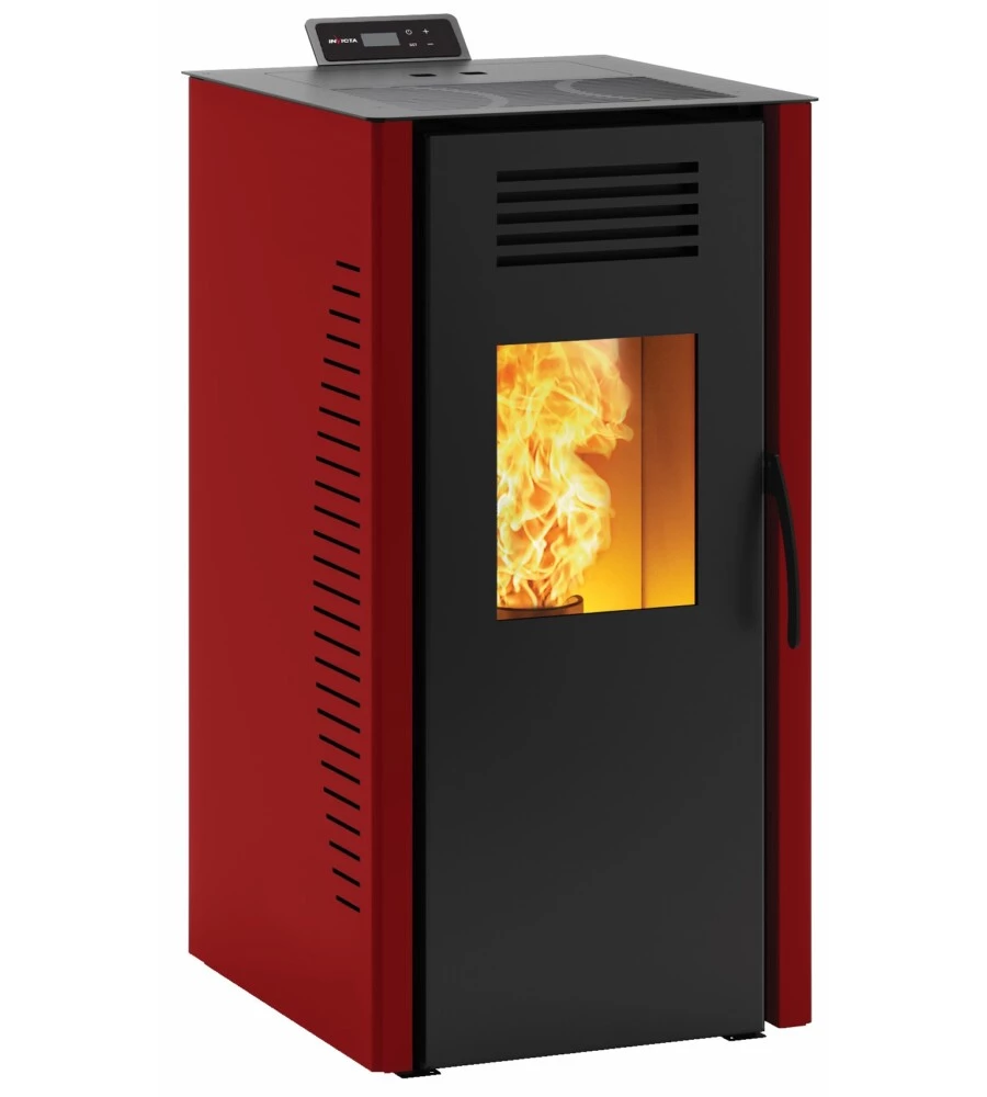 Stufa a pellet ventilata invicta "burano 8 wi-fi" rosso 8 kw